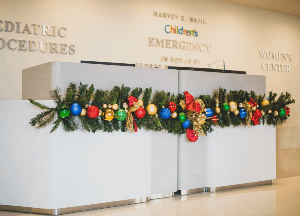 Doctors room reception area with christmas decor 