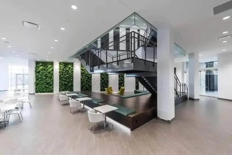 6 panels of living wall in an open office area 