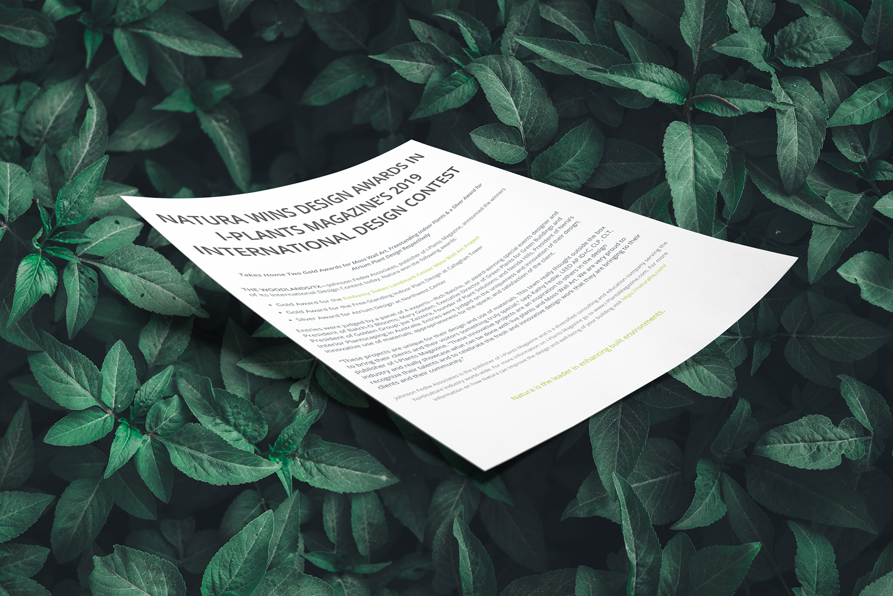  Natura wins award in I-Plants Magazine's 2019 International design contest